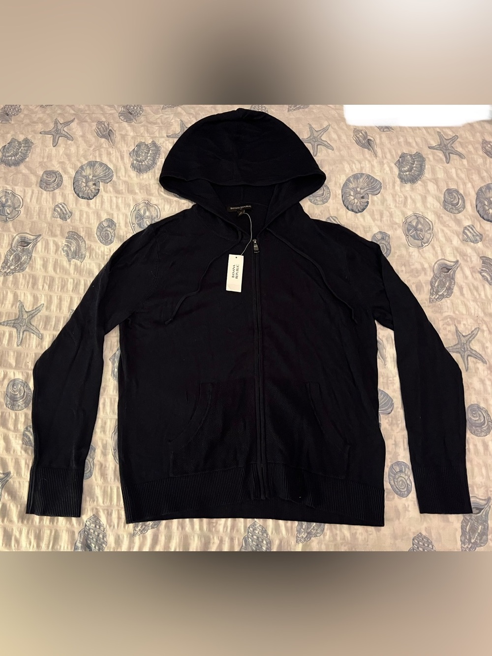 Banana Republic Navy Blue Hooded Full Zip Sweater